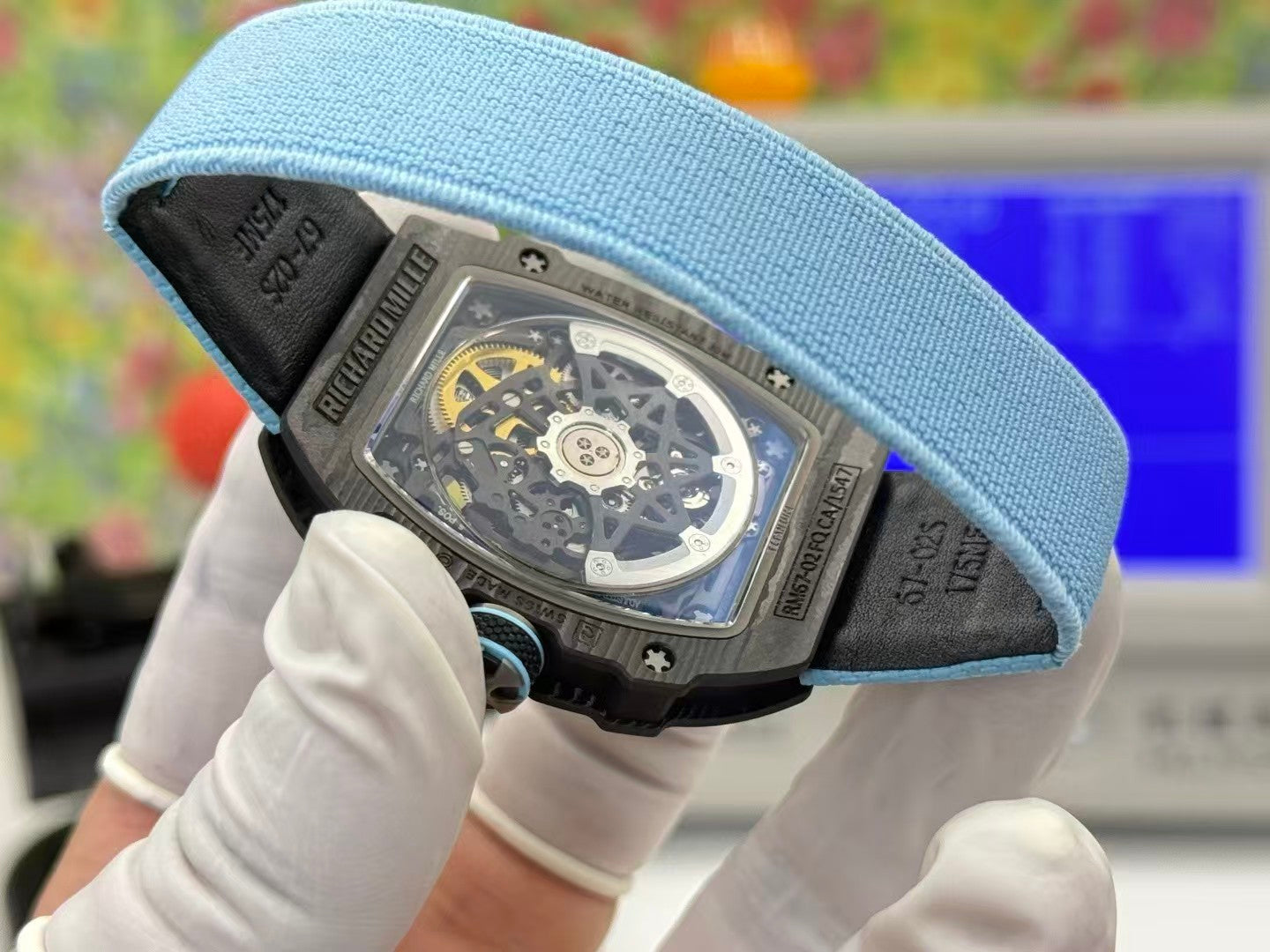 RM67-02 Black NTPT Skeleton Dial on Blue Elastic Strap UMI V2 CRMA7