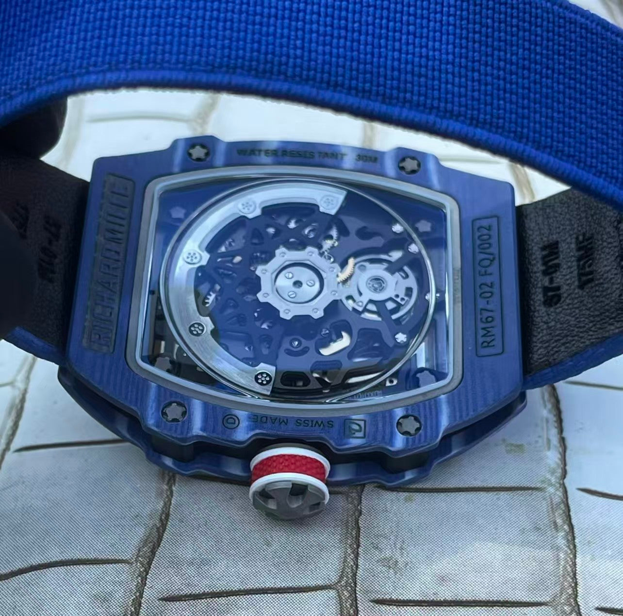 RM67-02 Red Blue Skeleton Dial on Blue Elastic Strap UMI V2 CRMA7