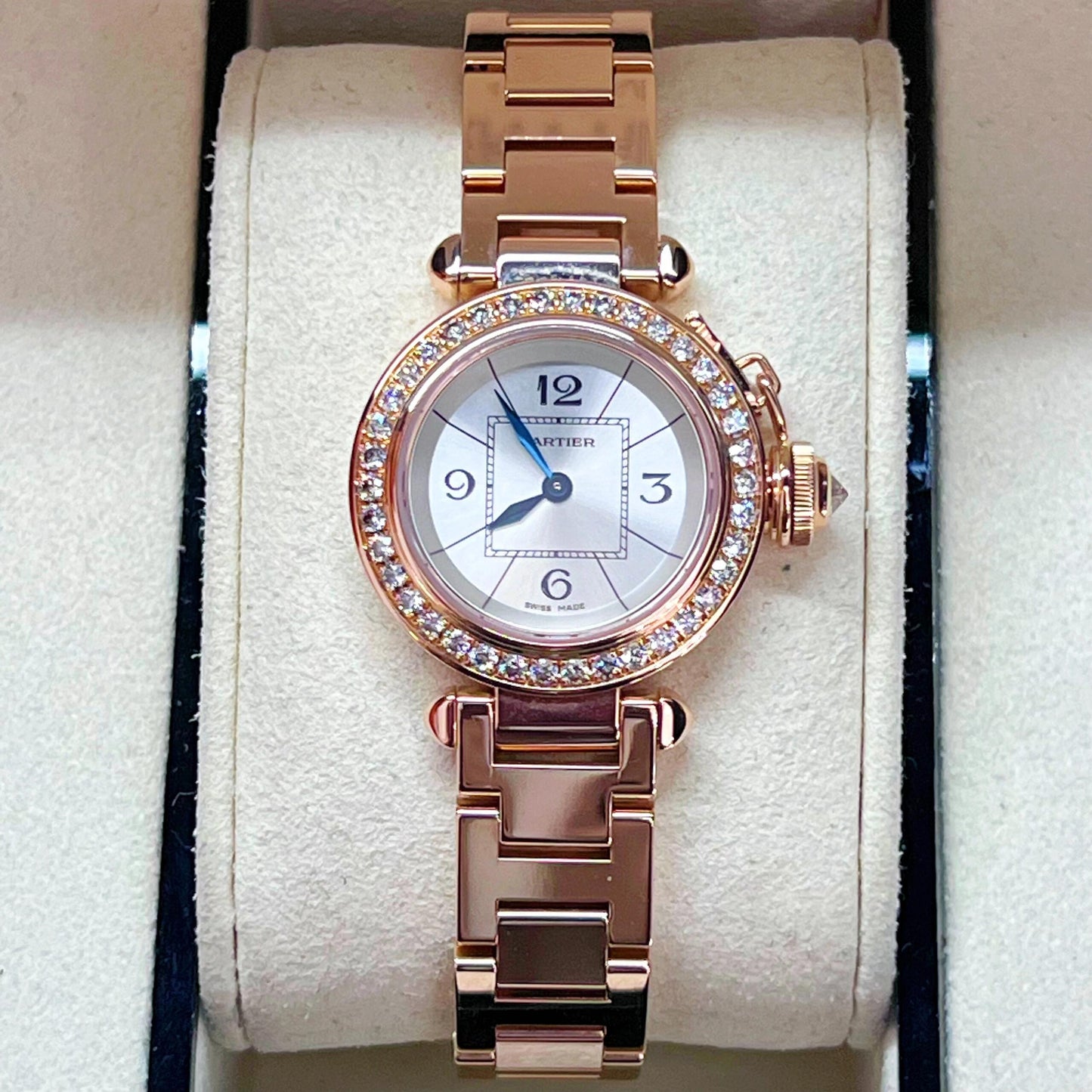 Pasha De Cartier Ladies 30mm Dia RG/RG White Dial AF Quartz