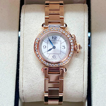 Pasha De Cartier Ladies 30mm Dia RG/RG White Dial AF Quartz