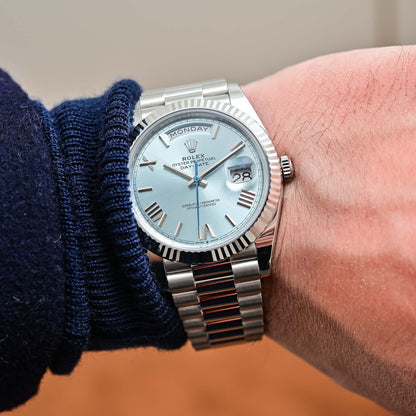 DayDate 228236 40mm SS/SS Ice Blue/Dia RGF VR3255 (Weighted Approx.210g )