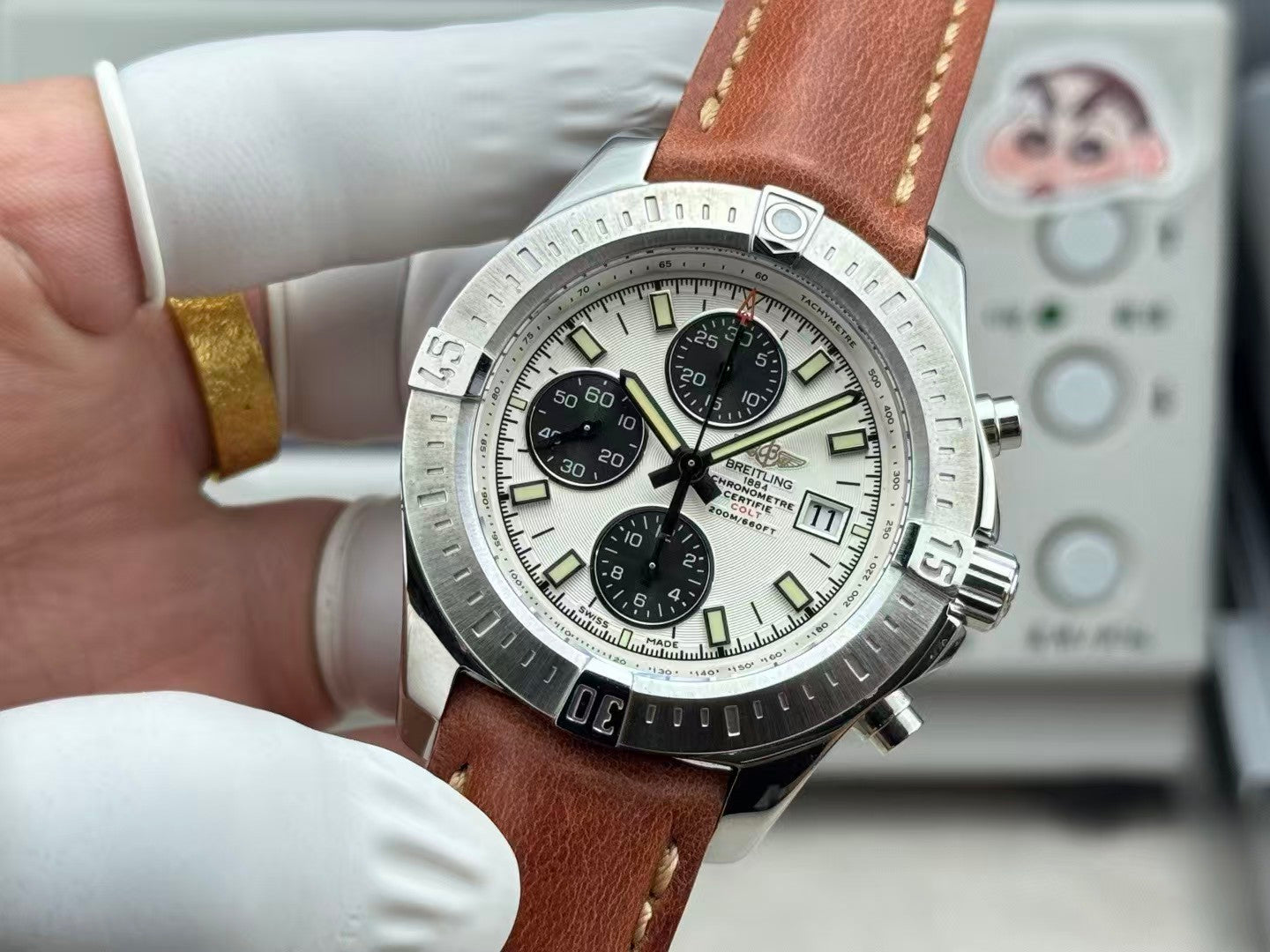 Breitling - Colt 44mm Chronograph Automatic SS/LE White/Stk A7750