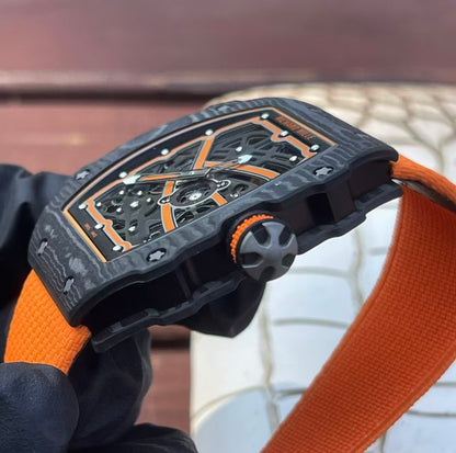 RM67-02 McLaren Black NTPT Skeleton Dial on Orange Elastic Strap AVF V2 CRMA7