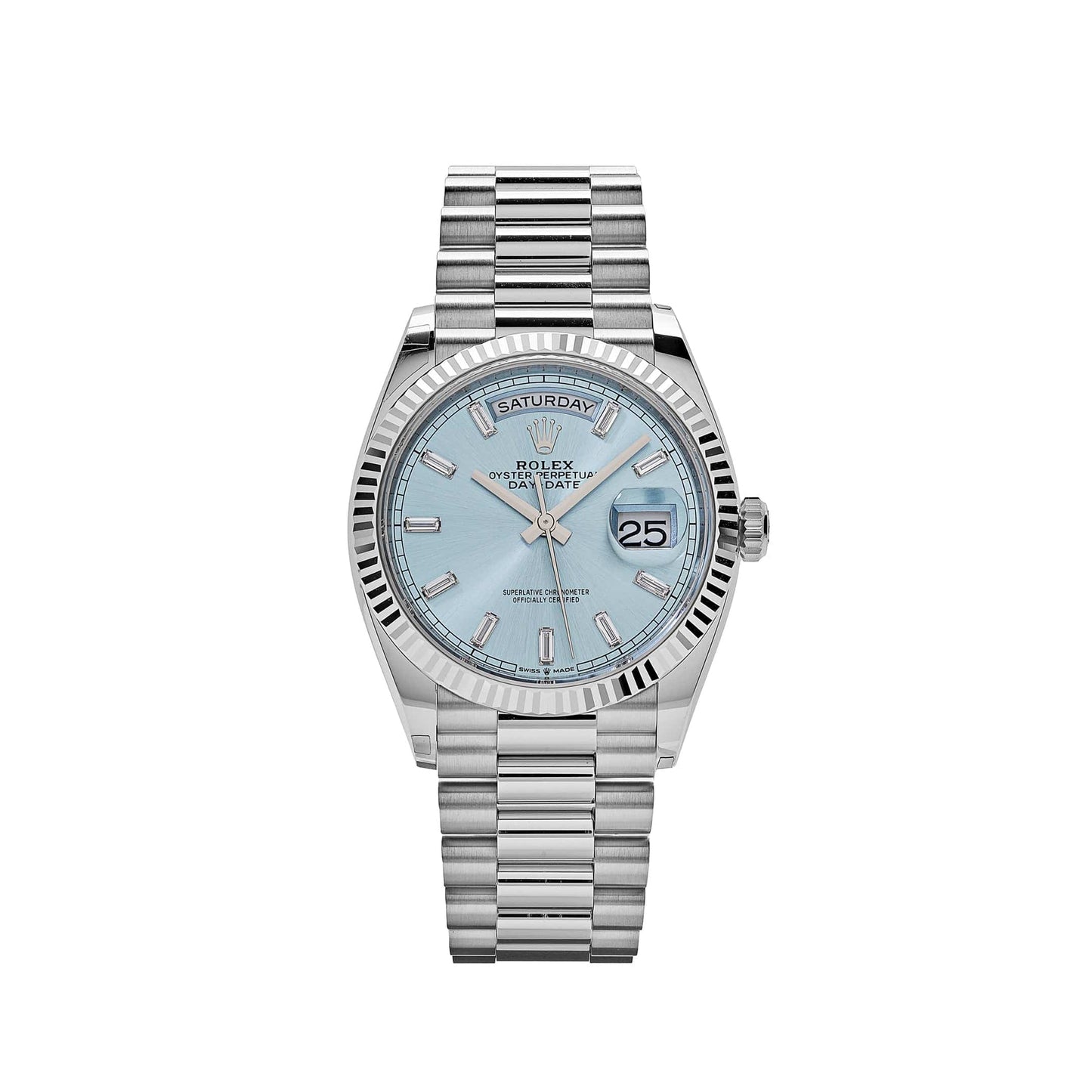 DayDate 228236 40mm SS/SS Ice Blue/Dia RGF VR3255 (Weighted Approx.210g )