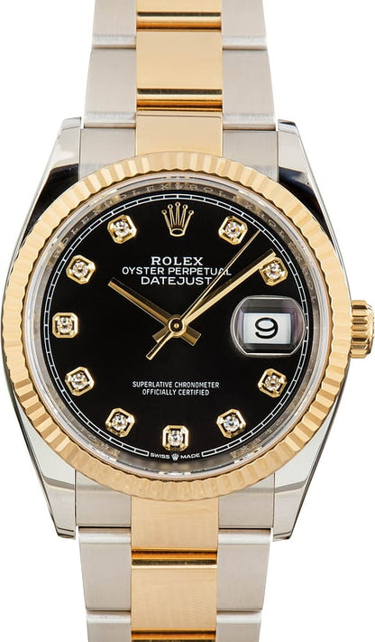 Datejust 126233 36mm Oys SS/YG Black/Dia VSF V2 DD3235