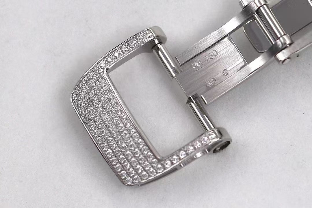 RM07-01 Ladies 31.5mm Mop Full Square Diamonds Case on White Rubber ZF CRMA2