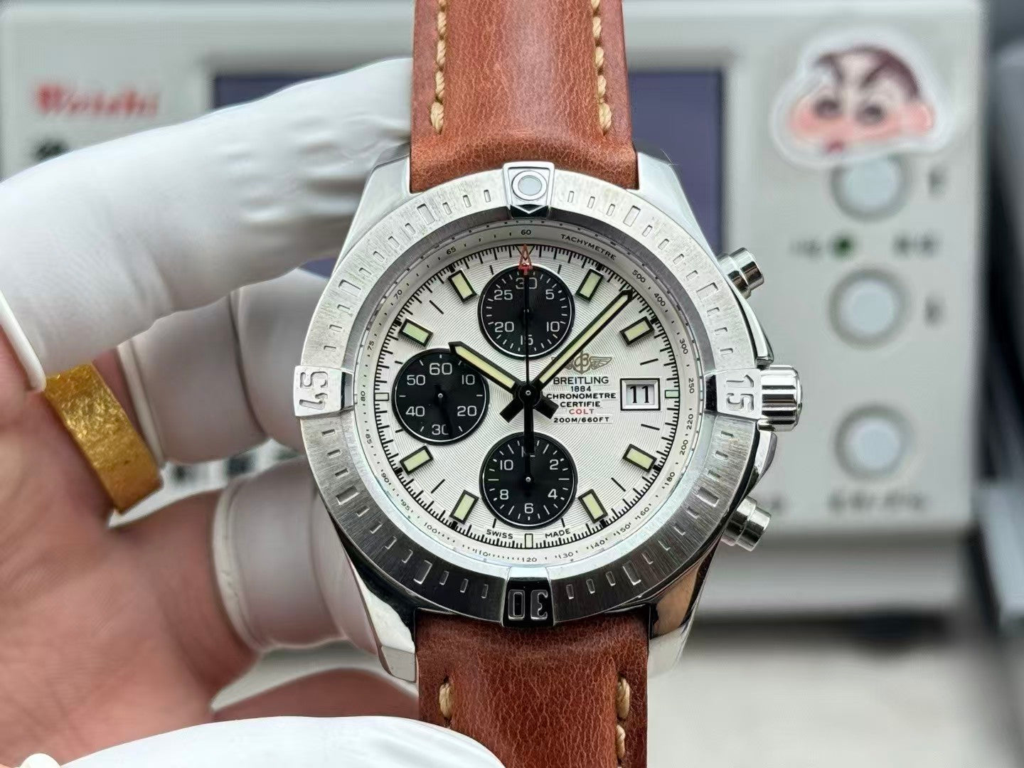 Breitling - Colt 44mm Chronograph Automatic SS/LE White/Stk A7750