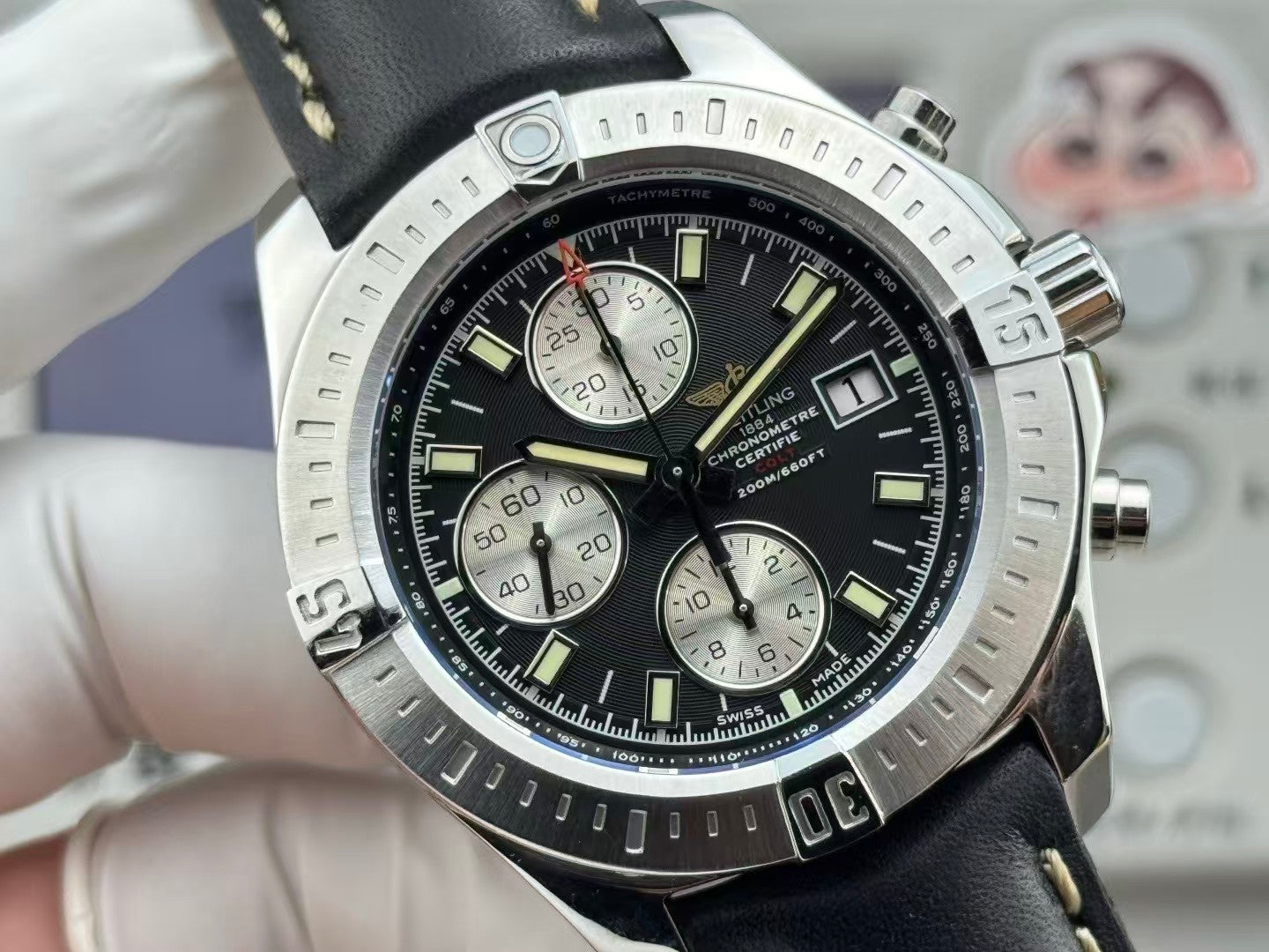 Breitling - Colt 44mm Chronograph Automatic SS/RU Black/Stk A7750