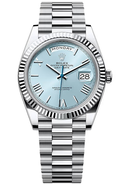 DayDate 228236 40mm SS/SS Ice Blue/Rmn RGF VR3255 (Weighted Approx.210g )