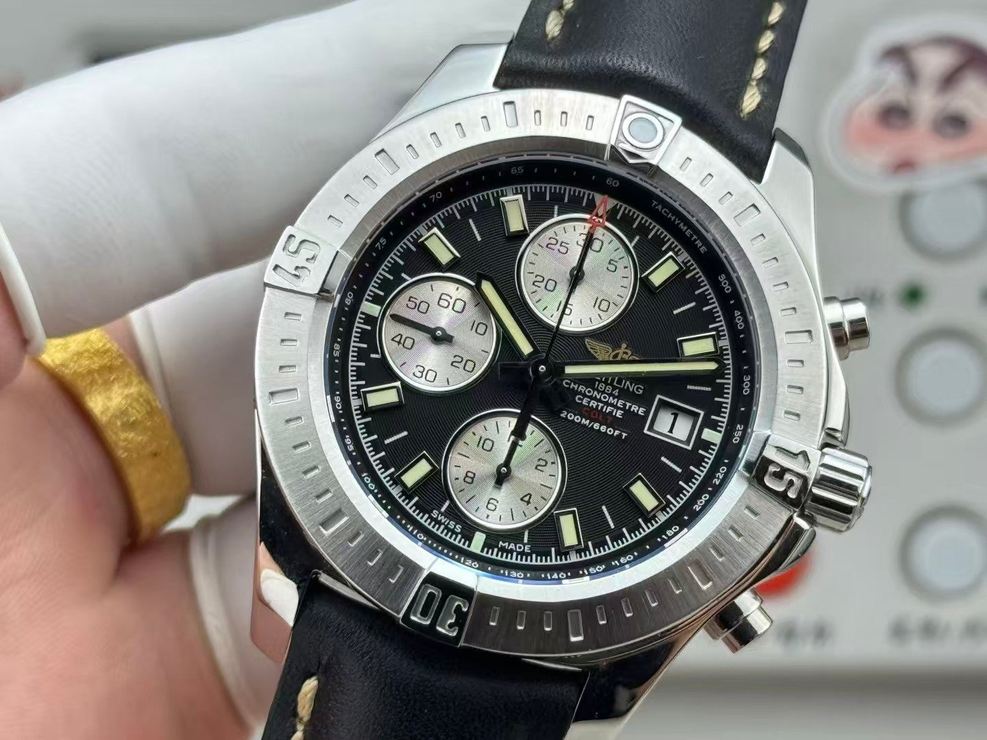 Breitling - Colt 44mm Chronograph Automatic SS/RU Black/Stk A7750