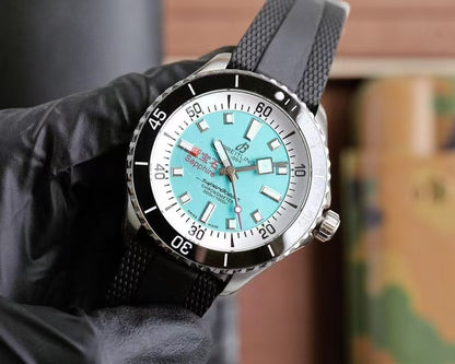 Superocean 44mm Tiffany Blue Dial on Black Rubber Strap TF A2824
