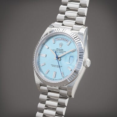 DayDate 228236 40mm SS/SS Ice Blue/Rmn RGF VR3255 (Weighted Approx.210g )