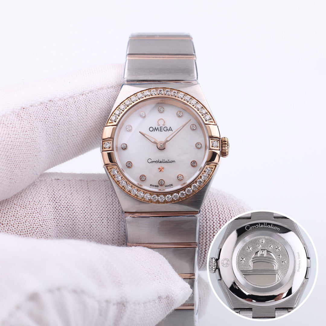 Constellation 28mm Dia SS/RG MOP/Dia 8848F Swiss Qtz