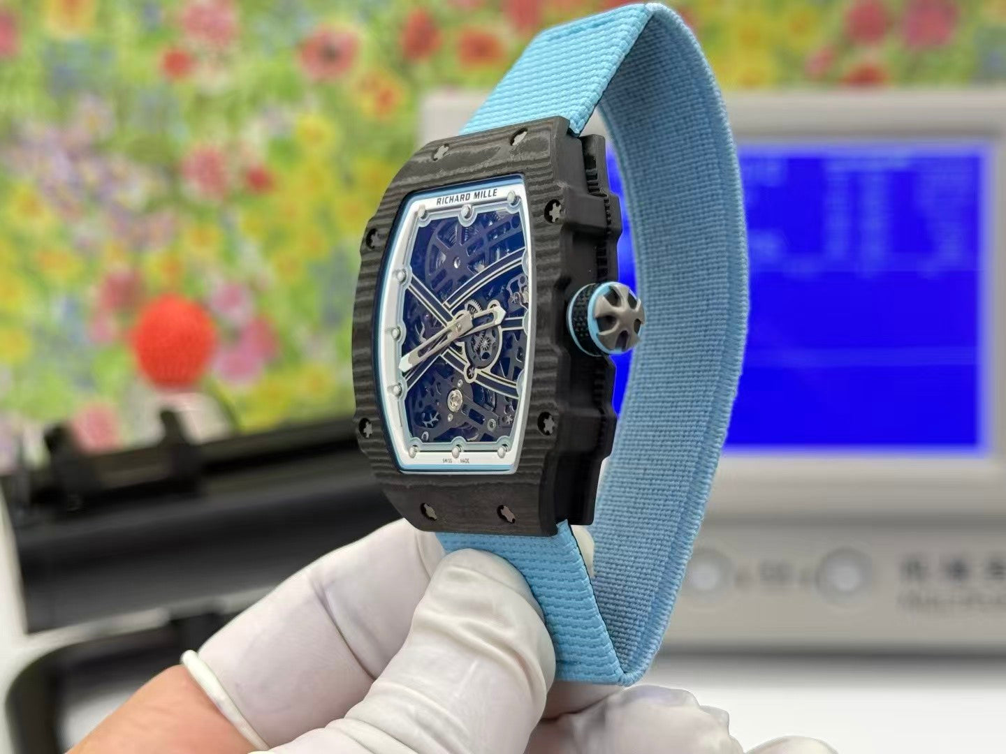 RM67-02 Black NTPT Skeleton Dial on Blue Elastic Strap UMI V2 CRMA7