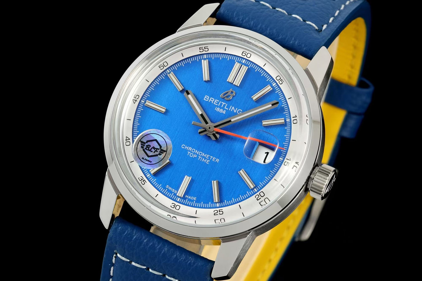 Top Time B31 38mm SSLE BlueStk Dial Yellow Hand BLF AB31