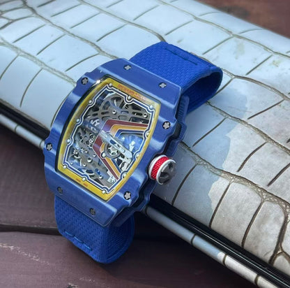 RM67-02 Red Blue Skeleton Dial on Blue Elastic Strap UMI V2 CRMA7