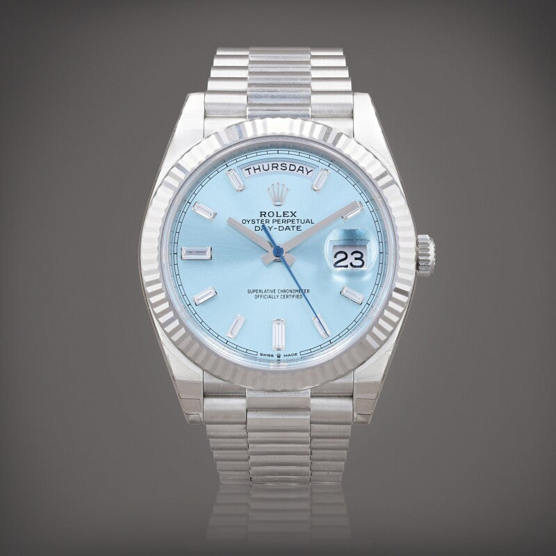 DayDate 228236 40mm SS/SS Ice Blue/Rmn RGF VR3255 (Weighted Approx.210g )