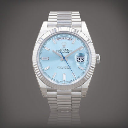 DayDate 228236 40mm SS/SS Ice Blue/Rmn RGF VR3255 (Weighted Approx.210g )