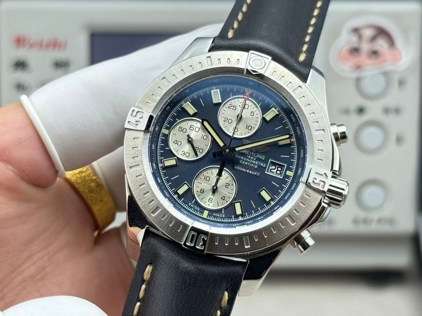 Breitling - Colt 44mm Chronograph Automatic SS/RU Blue/Stk A7750