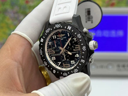 Professional Chronograph PVD Black Dial On White Strap Swiss Quartz