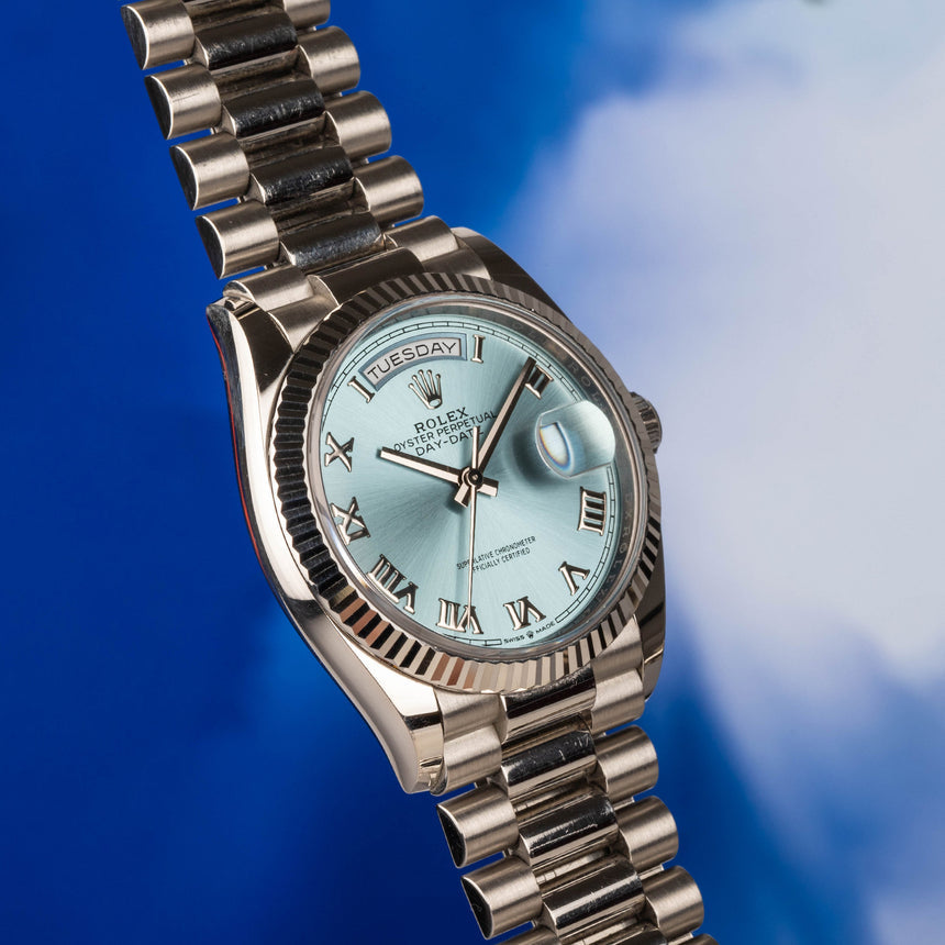 DayDate 228236 40mm SS/SS Ice Blue/Dia RGF VR3255 (Weighted Approx.210g )
