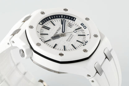 Royal Oak 15707CB 42mm White Ceramic/RU White Dial JF SA3120