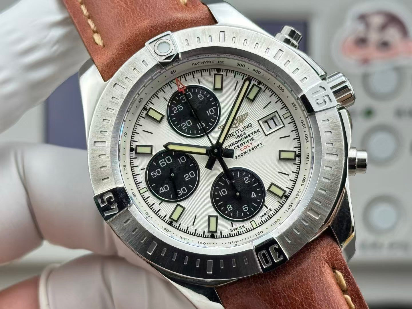 Breitling - Colt 44mm Chronograph Automatic SS/LE White/Stk A7750