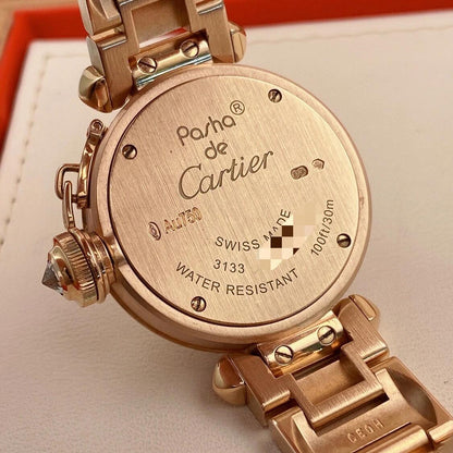 Pasha De Cartier Ladies 30mm Dia RG/RG White Dial AF Quartz