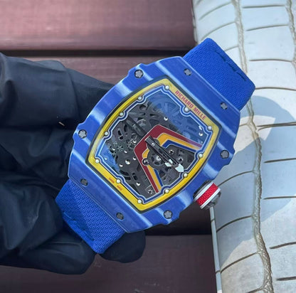 RM67-02 Red Blue Skeleton Dial on Blue Elastic Strap UMI V2 CRMA7