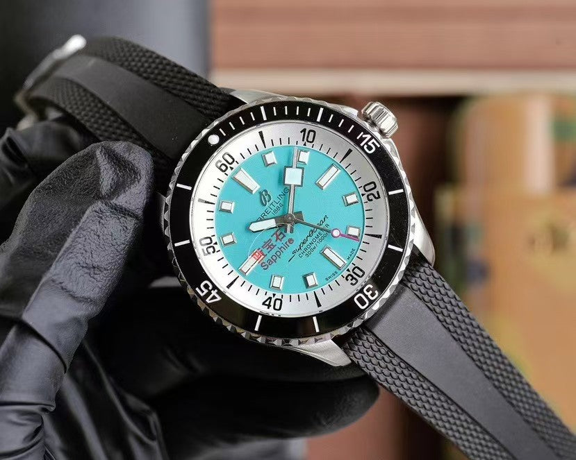 Superocean 44mm Tiffany Blue Dial on Black Rubber Strap TF A2824