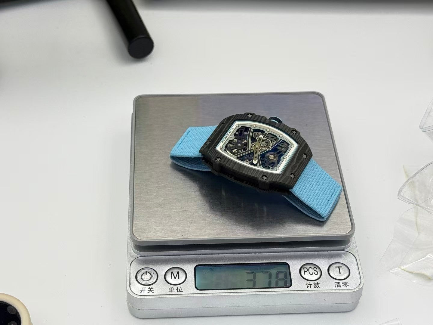 RM67-02 Black NTPT Skeleton Dial on Blue Elastic Strap UMI V2 CRMA7