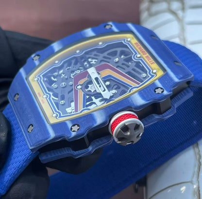 RM67-02 Red Blue Skeleton Dial on Blue Elastic Strap UMI V2 CRMA7