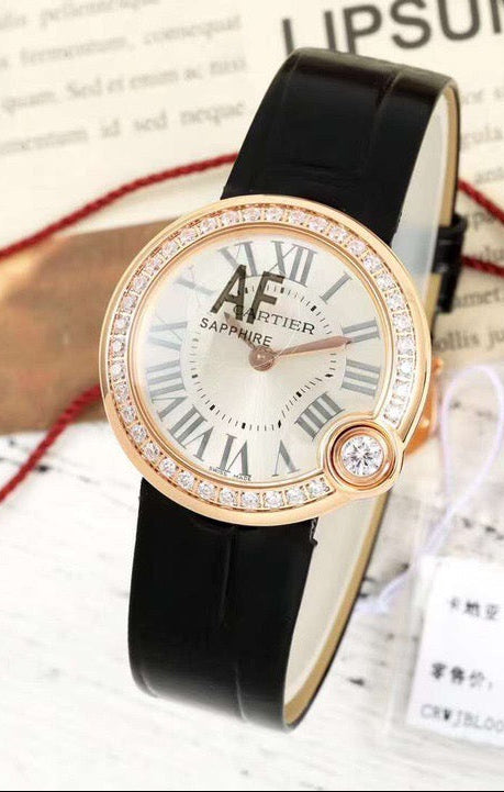 Ballon Blanc Ladies 30mm Black Dia RG/LE Silver Dial AF Quartz