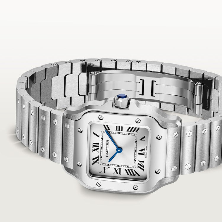 Santos De Cartier 27mm SS/SS Silver Dial 8848F Quartz