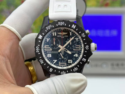 Professional Chronograph PVD Black Dial On White Strap Swiss Quartz