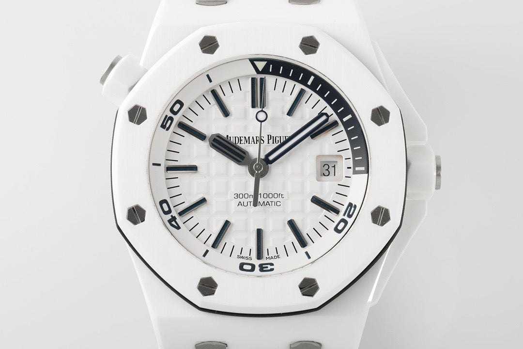 Royal Oak 15707CB 42mm White Ceramic/RU White Dial JF SA3120