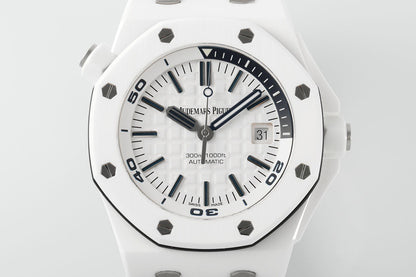 Royal Oak 15707CB 42mm White Ceramic/RU White Dial JF SA3120
