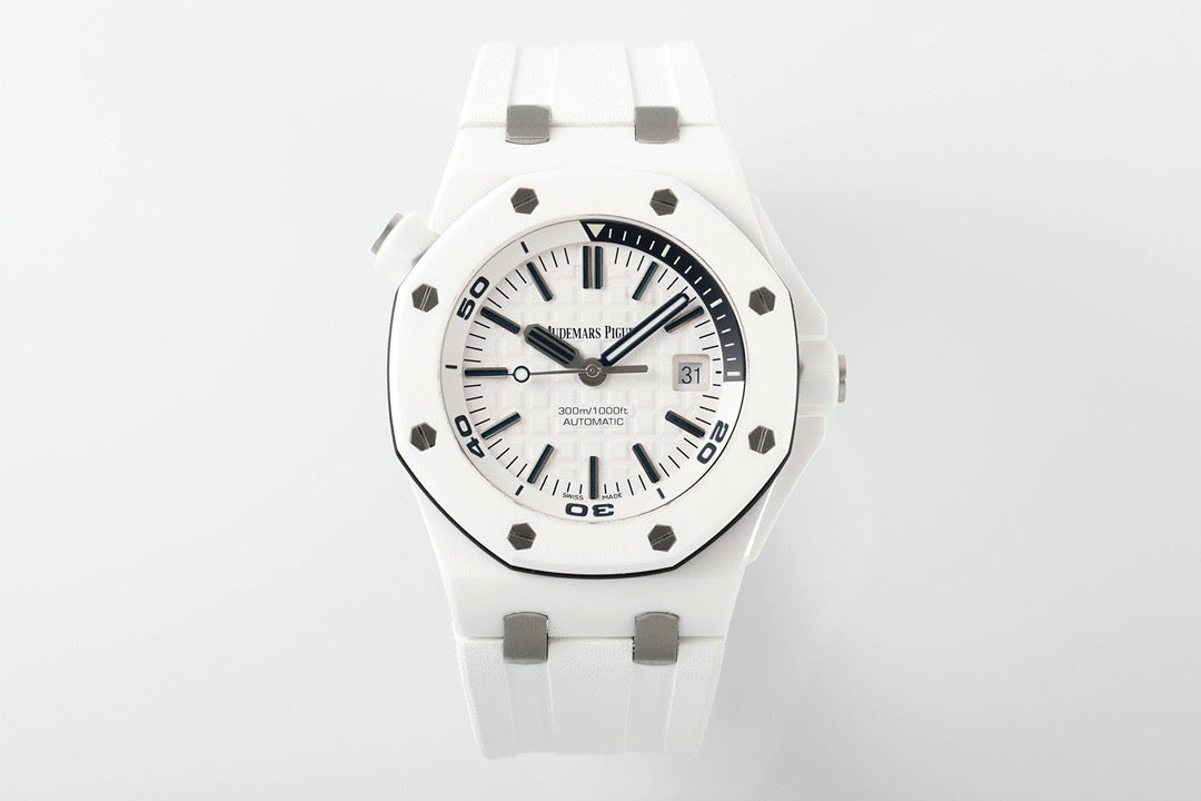 Royal Oak 15707CB 42mm White Ceramic/RU White Dial JF SA3120