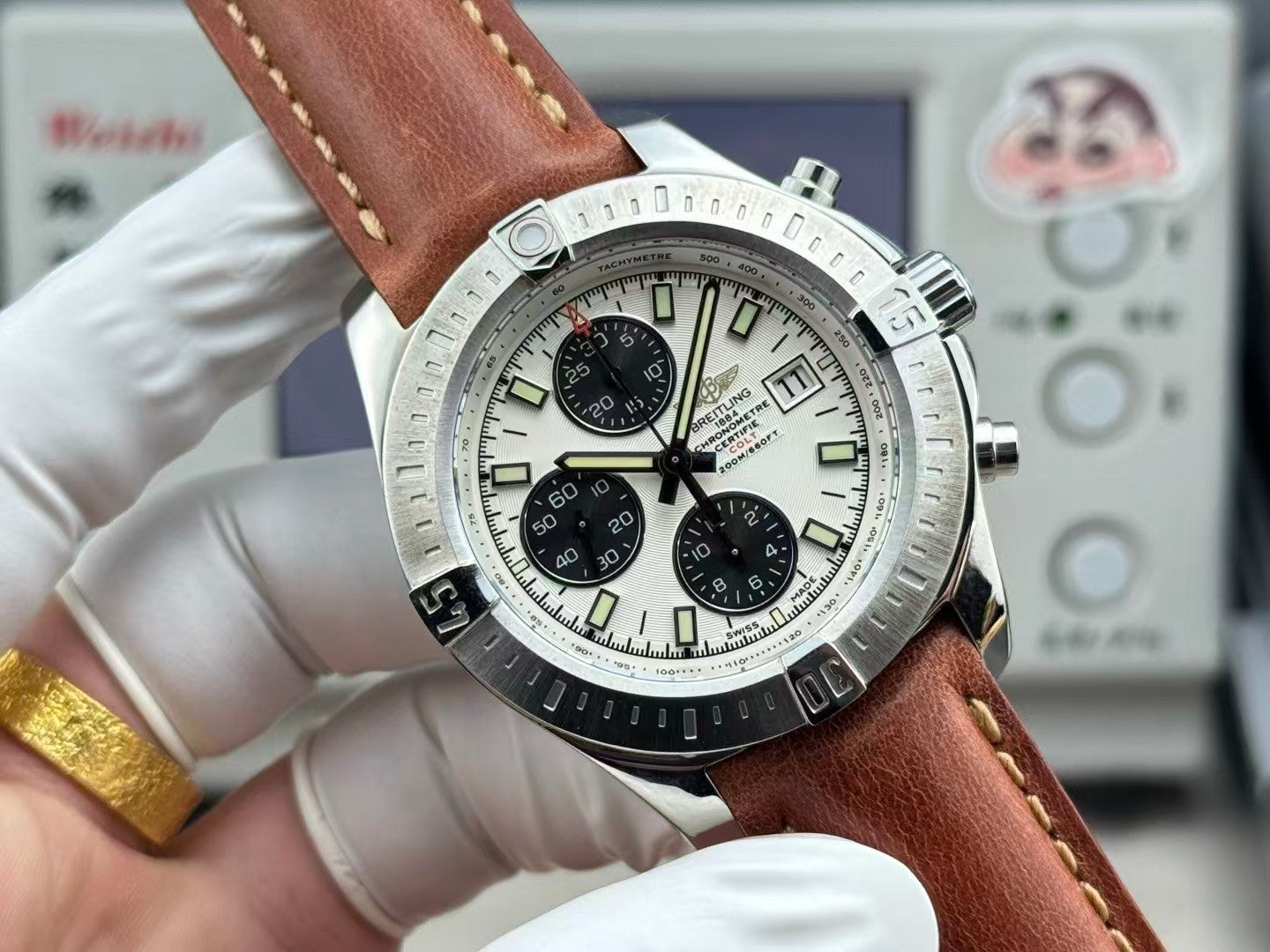 Breitling - Colt 44mm Chronograph Automatic SS/LE White/Stk A7750
