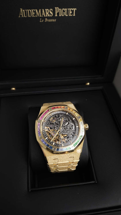 Royal Oak 15412BA Frosted 41mm DIa YG/YG Skeleton Dial THBF V3 SH3132 (Free Sprung)