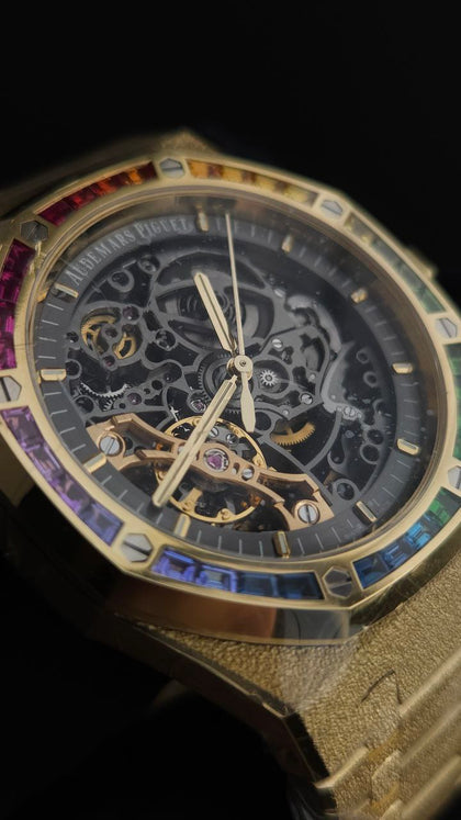 Royal Oak 15412BA Frosted 41mm DIa YG/YG Skeleton Dial THBF V3 SH3132 (Free Sprung)