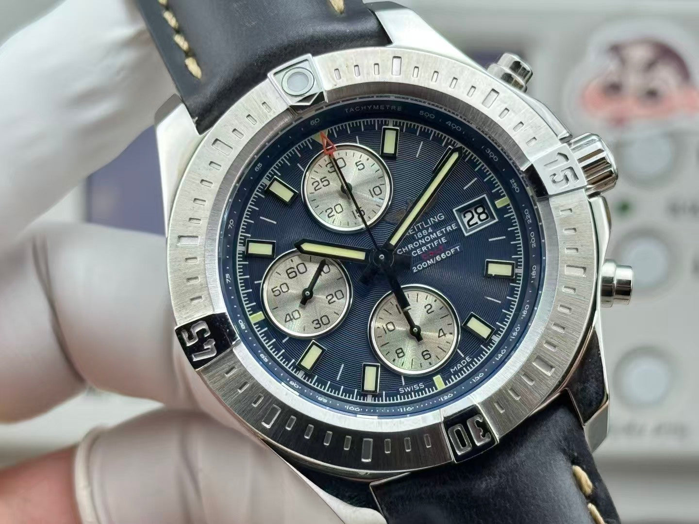 Breitling - Colt 44mm Chronograph Automatic SS/RU Blue/Stk A7750