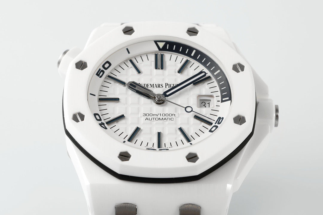 Royal Oak 15707CB 42mm White Ceramic/RU White Dial JF SA3120
