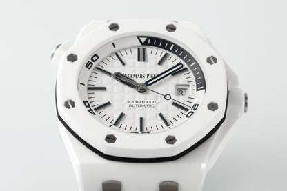 Royal Oak 15707CB 42mm White Ceramic/RU White Dial JF SA3120