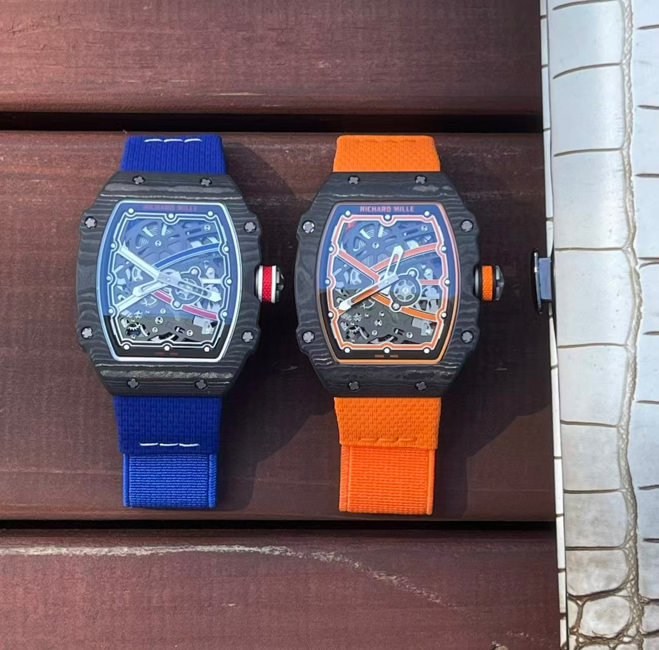 RM67-02 McLaren Black NTPT Skeleton Dial on Orange Elastic Strap AVF V2 CRMA7