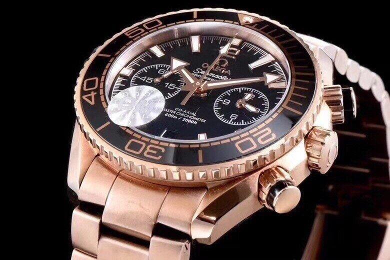 Omega - Planet Ocean 600m V3 45.5mm RG/RG Black OMF Asia7750 Mod 9901
