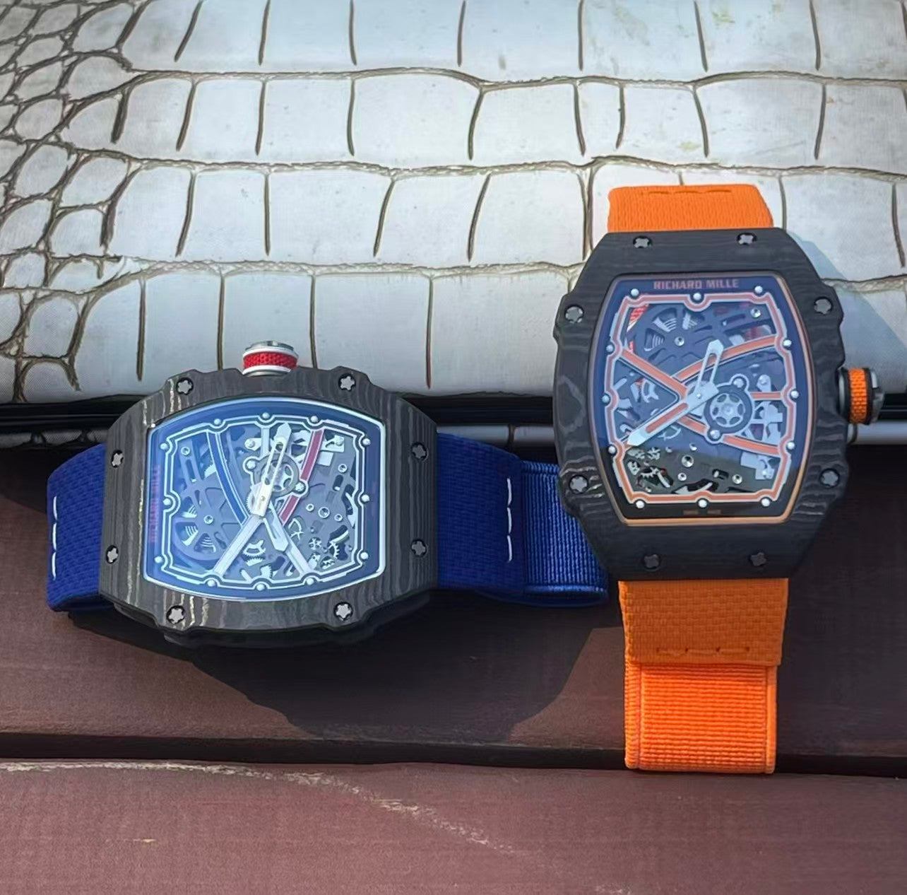 RM67-02 McLaren Black NTPT Skeleton Dial on Orange Elastic Strap AVF V2 CRMA7