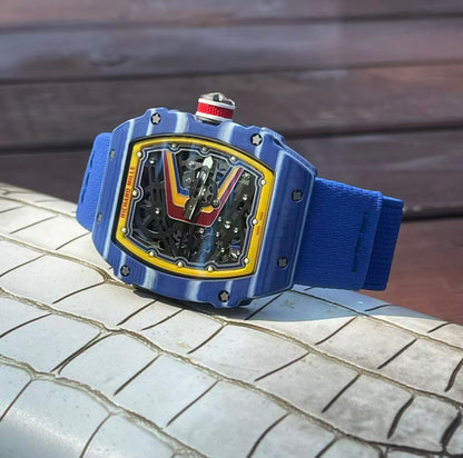 RM67-02 Red Blue Skeleton Dial on Blue Elastic Strap UMI V2 CRMA7
