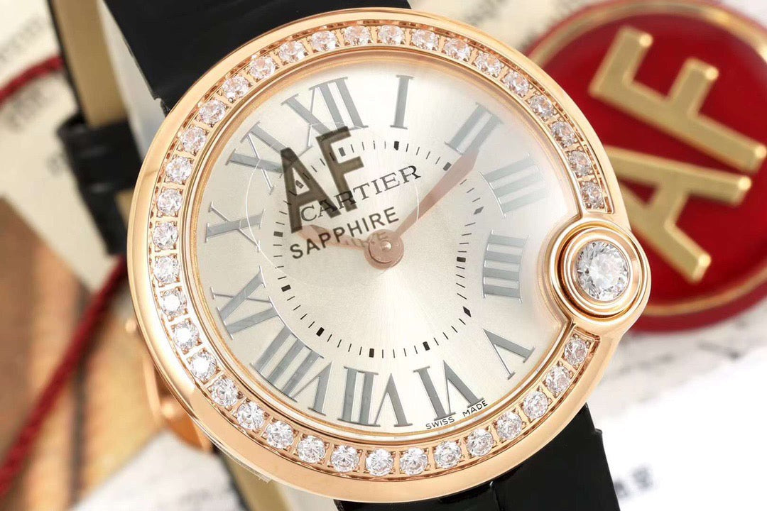 Ballon Blanc Ladies 30mm Black Dia RG/LE Silver Dial AF Quartz
