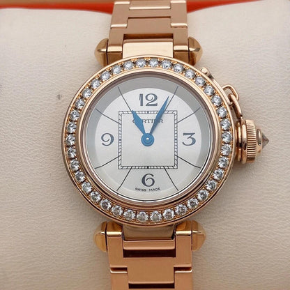 Pasha De Cartier Ladies 30mm Dia RG/RG White Dial AF Quartz